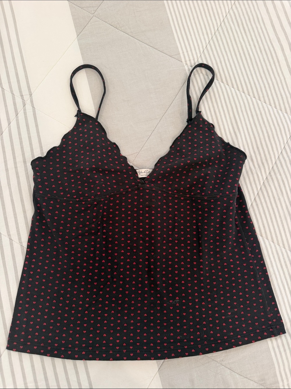 Brandy Melville Black Camisole with Red Heart Print